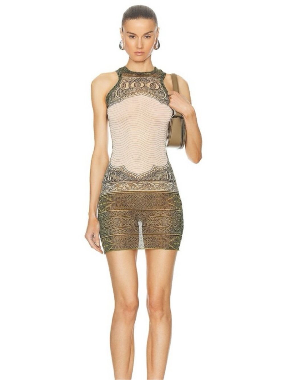 Jean Paul Gaultier Money Print Mesh Dress